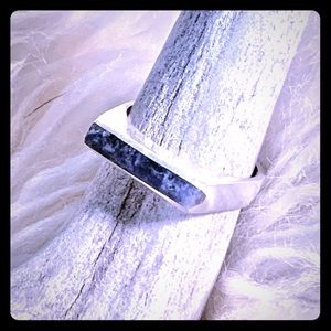 SSilver East/West Denim Blue Sodalite Ring/7